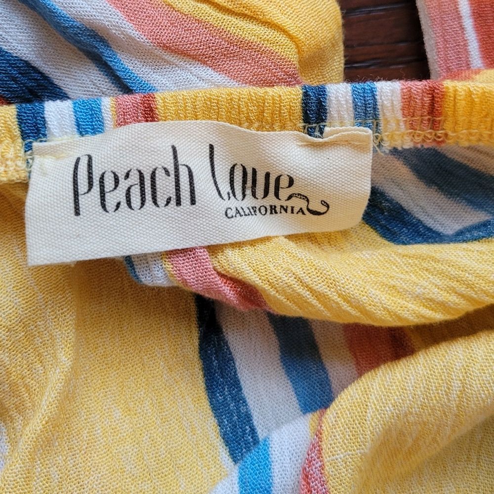 Peach Love California Striped Rayon Tie-Front Blouse - Made in USA - Size Medium - Picture 3 of 6